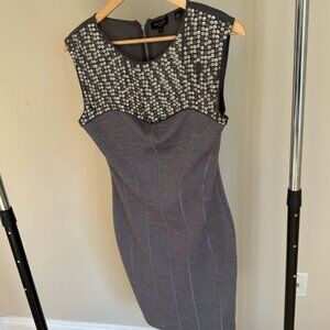 Gray Sleeveless Mini Dress with Silver Accents